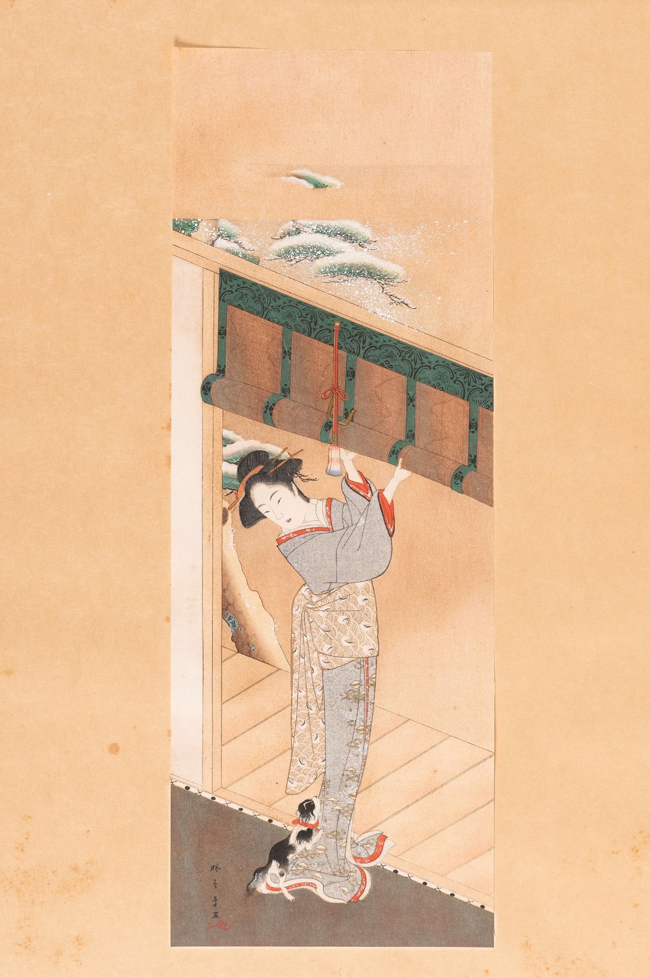 A SET OF A JAPANESE HAND COLORED WOODBLOCK PRINT AND A CHINESE PRINT - Image 9 of 13