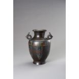 A BRONZE CHAMPLEVE 'ARCHAISTIC' VASE, MEIJI PERIOD