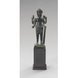 A FINE PRE RUP STYLE KHMER BRONZE FIGURE OF VISHNU