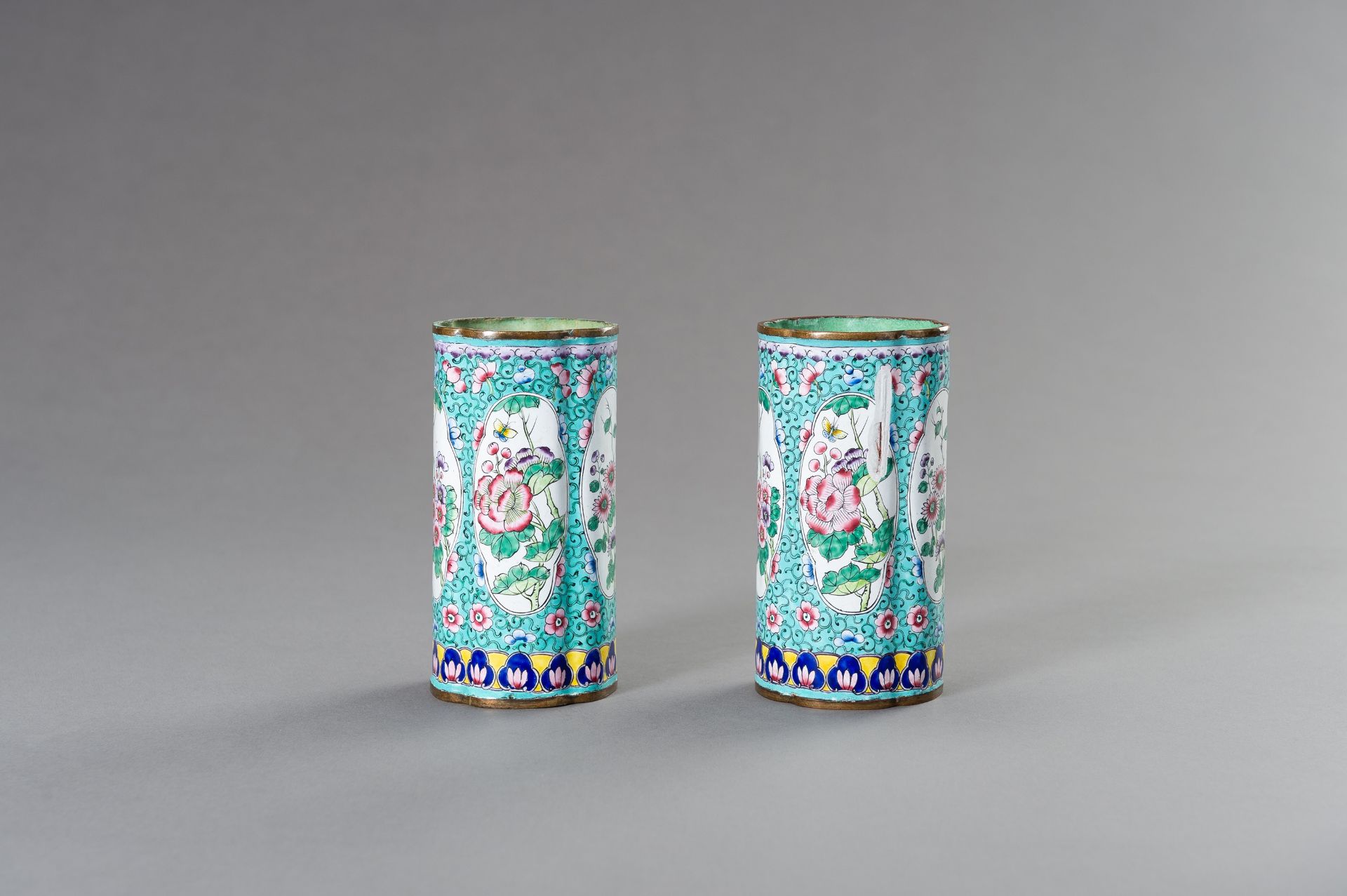 A PAIR OF LOBED CANTON ENAMEL VASES, 1900s - Image 6 of 11