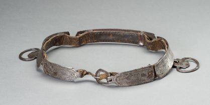 A SILVER DAMASCENED IRON BELT, QING DYNASTY