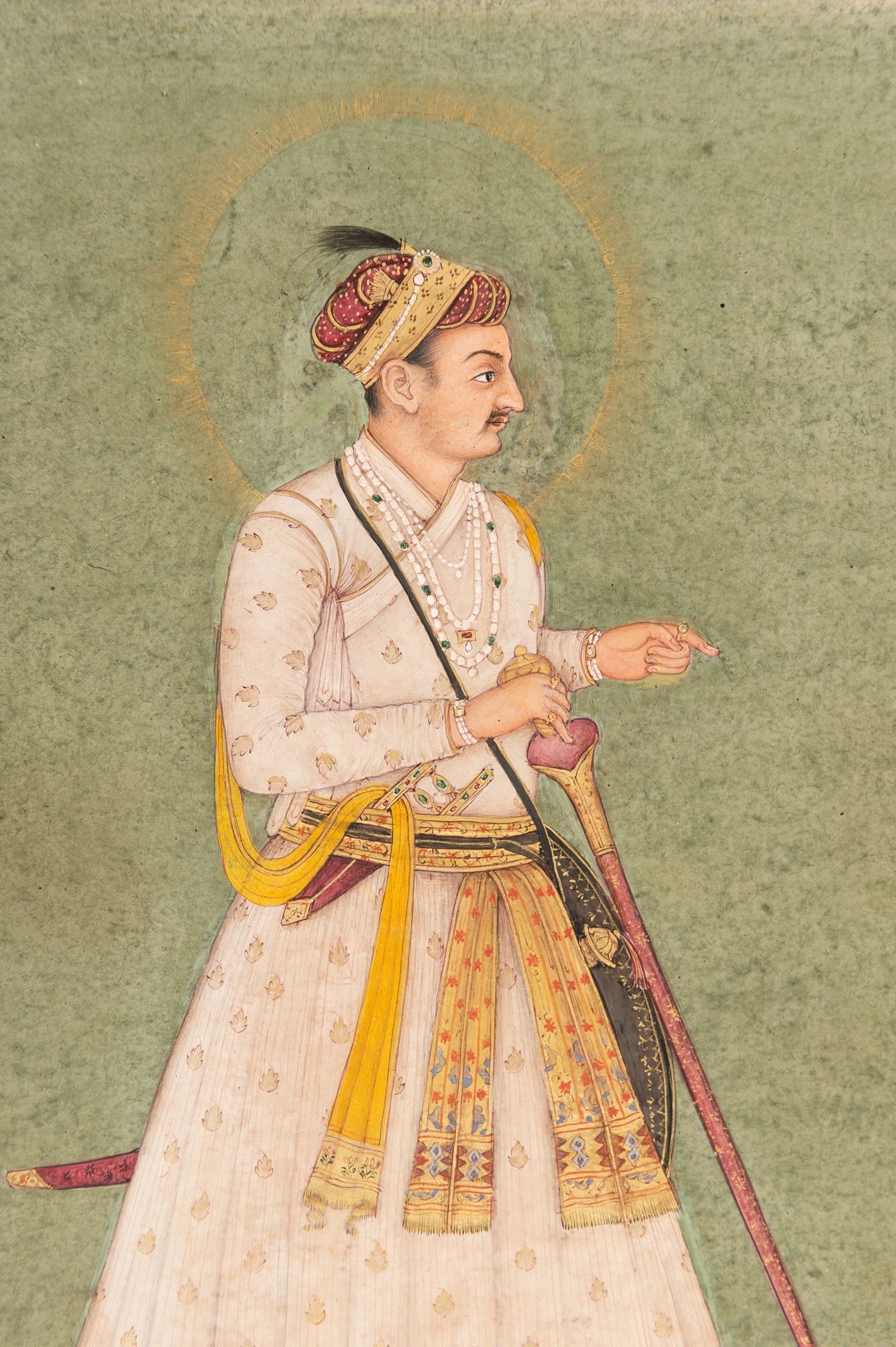 AN INDIAN MINIATURE PAINTING OF A MAHARAJA - Bild 3 aus 5