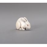 GYOKU: AN IVORY NETSUKE OF AN ALBINO RABBIT