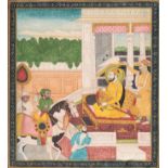 A MINIATURE PAINTING OF GURU GOBIND SINGH WITH ATTENDANTS