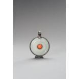 A SILVER AND JADE SNUFF BOTTLE, 1900s