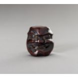 A WOOD MASK NETSUKE OF RAIDEN