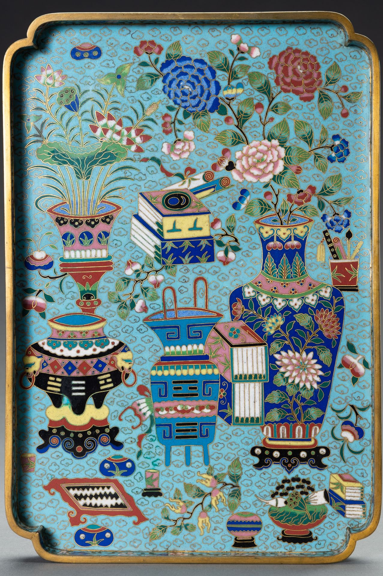 A FINE CLOISONNE ENAMEL TRAY, 19th CENTURY - Image 4 of 11