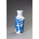 A KANGXI STYLE LARGE BLUE AND WHITE BALUSTER VASE, 1900s