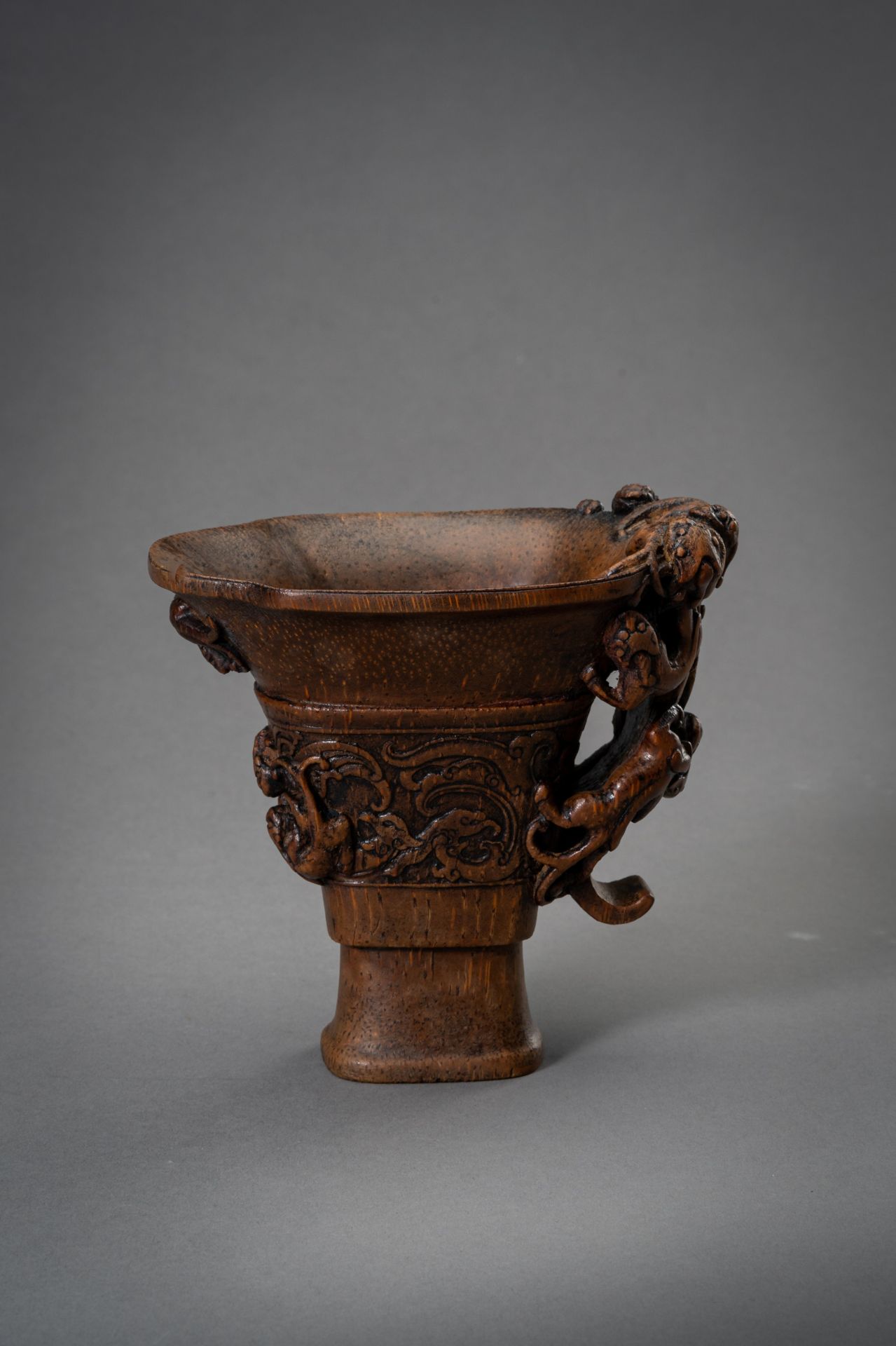 AN ARCHAISTIC BAMBOO LIBATION CUP, QING DYNASTY