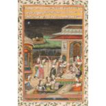 A MUGHAL MINIATURE PAINTING WITH COURT SCENE