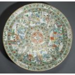 LARGE PLATE WITH SCHOLARS AND GARDEN DEPICTIONS