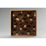 A BLACK AND GOLD LACQUERED TRAY WITH TURTLES, 1900s