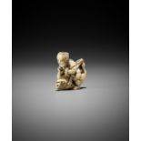 A FINE IVORY NETSUKE OF NITTA NO SHIRO