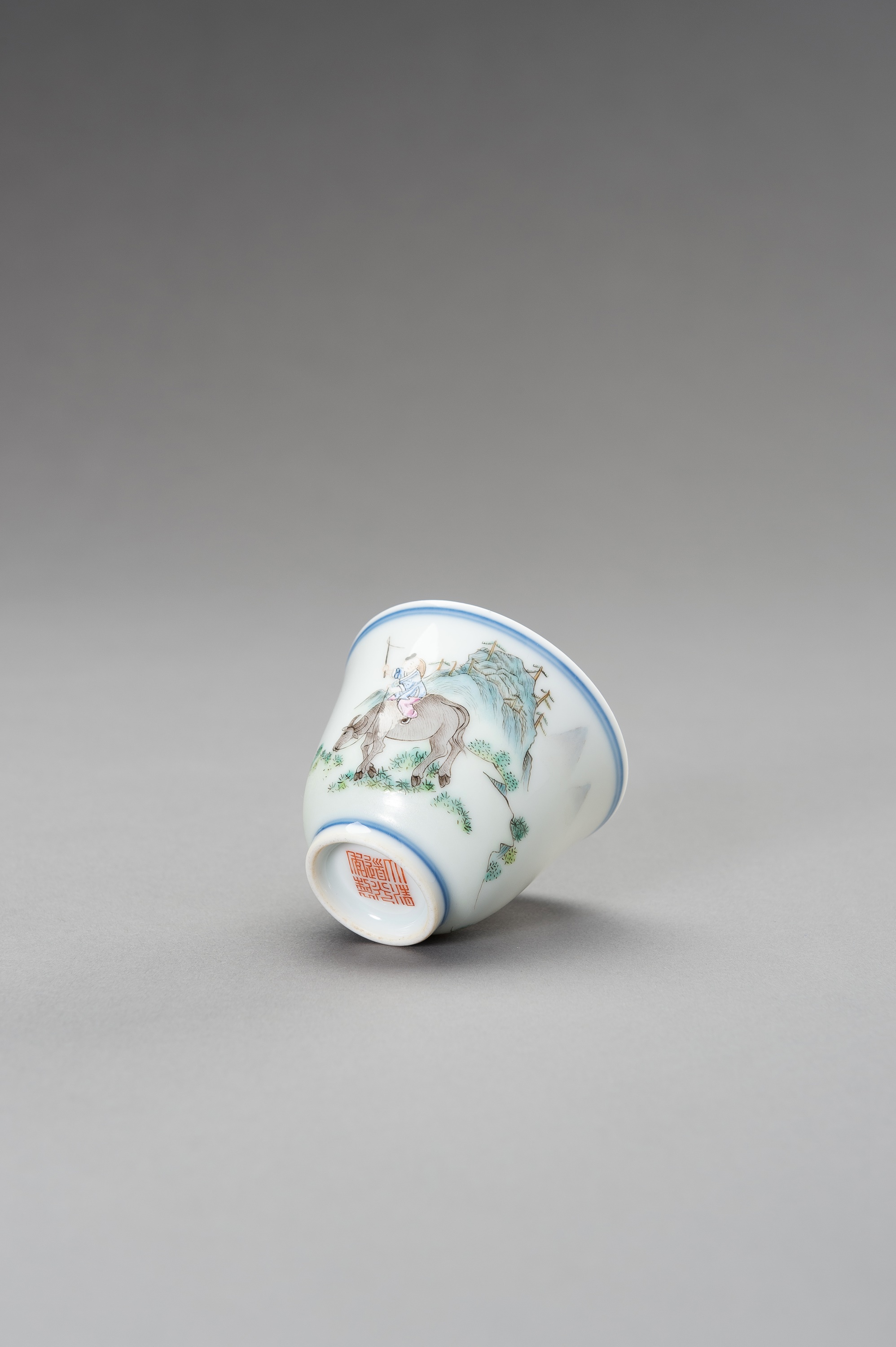 A 'BOY ON OX' PORCELAIN CUP, QING - Image 7 of 10