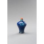 A BLUE GLAZED CERAMIC SNUFF BOTTLE