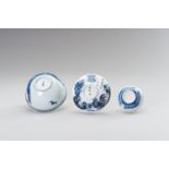 THREE 'BLEU DE HUE' PORCELAIN MINIATURE DISHES