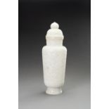 A WHITE JADE RETICULATED PARFUMIERE AND COVER