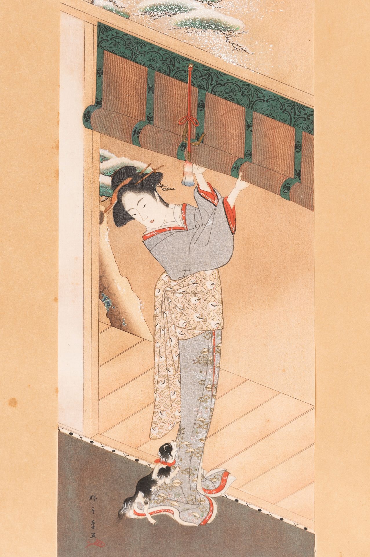 A SET OF A JAPANESE HAND COLORED WOODBLOCK PRINT AND A CHINESE PRINT - Image 10 of 13