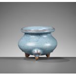 A SMALL JUN TRIPOD CENSER, SONG TO JIN DYNASTY