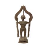 A RARE BASTAR BRONZE OF A GODDESS DANTESHVARI WITH A KHADGA AND KHAPPAR