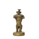 A BASTAR BRONZE OF A GODDESS WITH A RATTLE AND KHAPPAR