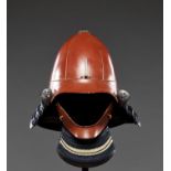 A LACQUERED IRON KABUTO AND MENPO, EDO PERIOD