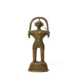 A BASTAR BRONZE OF A GODDESS WITH A TRIDENT AND SCEPTRE