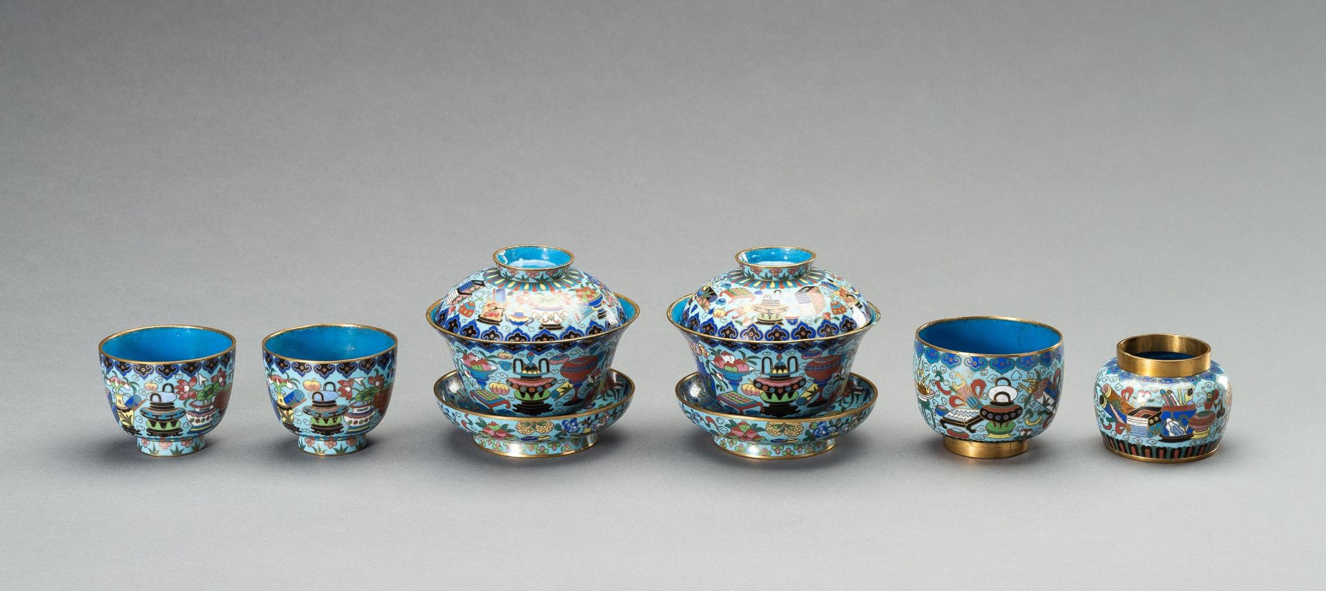 A GROUP OF SIX CLOISONNE VESSELS, 19th CENTURY