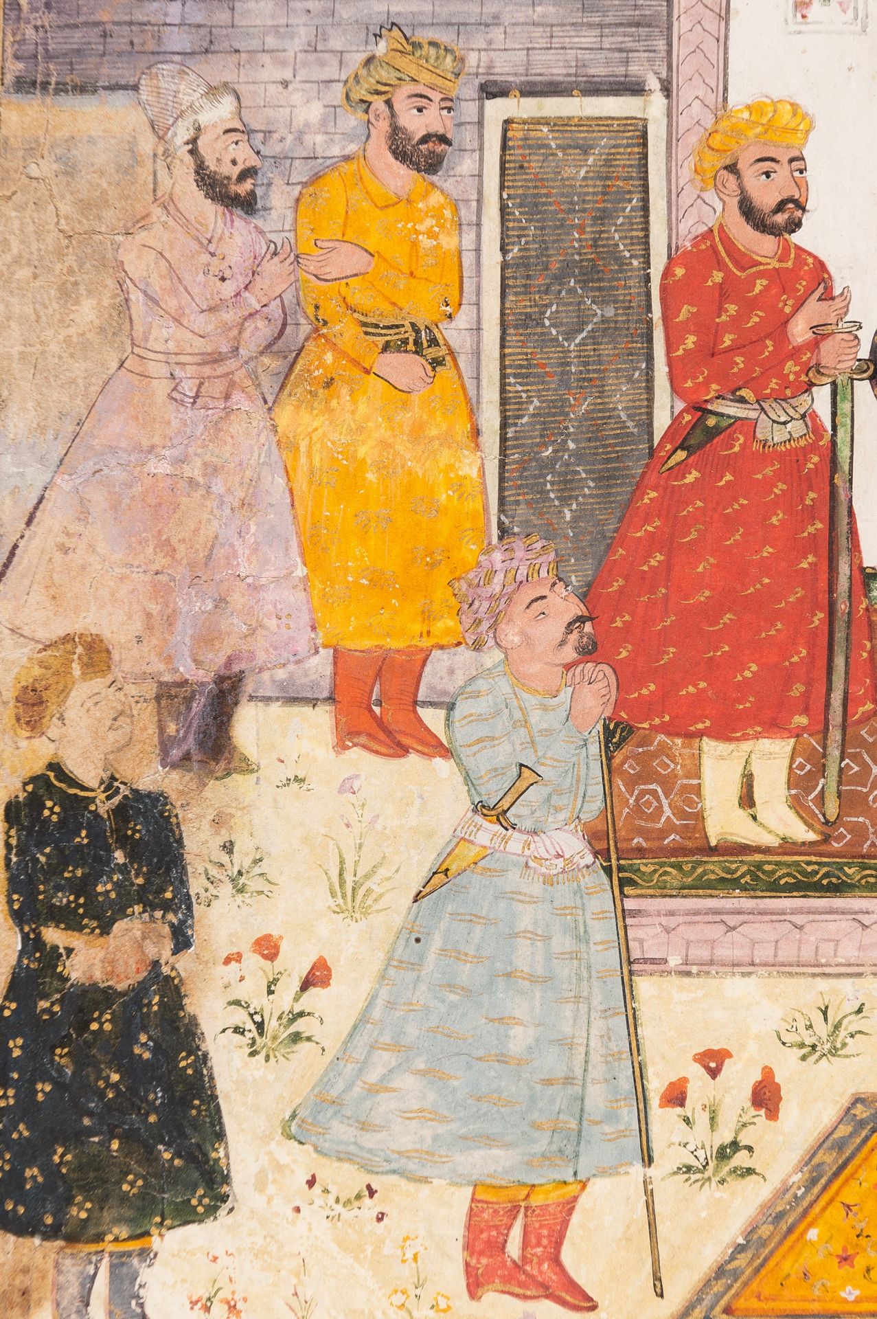 AN EARLY INDIAN MINIATURE PAINTING OF A COURTIER PETITIONING A RULER - Image 6 of 10