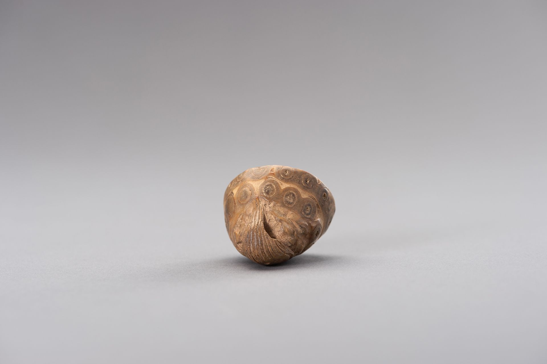 A BAMBOO NETSUKE OF A MINOGAME ON ROCK - Image 5 of 6