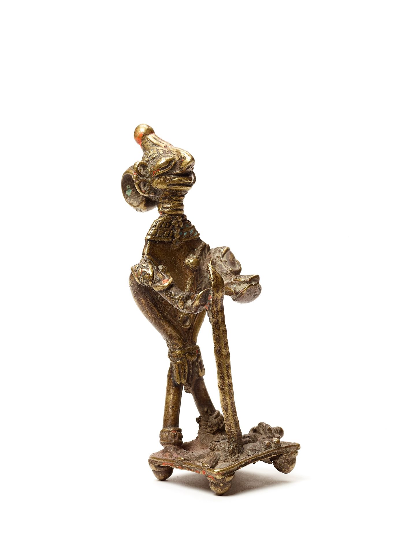 A BASTAR BRONZE OF A FEMALE DEITY WITH A CEREMONIAL STAFF AND BOWL - Image 5 of 5