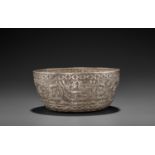 A VERY RARE AND FINE CHAM SILVER REPOUSSE BOWL WITH GARUDAS AND PHOENIXES