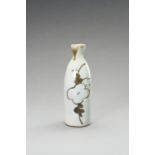 A PARTLY GLAZED CERAMIC SAKE BOTTLE