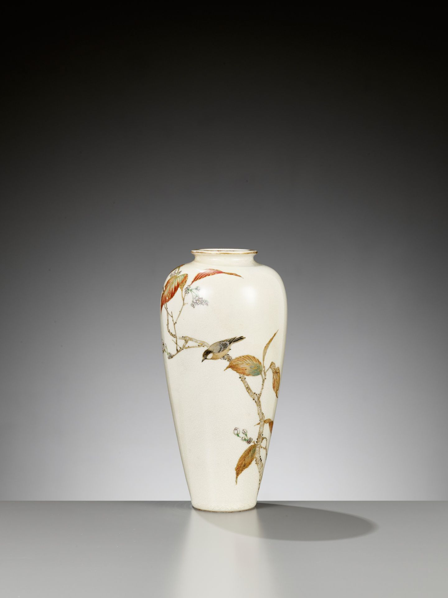 YABU MEIZAN: A SUPERB AND LARGE SATSUMA VASE WITH SPARROW - Image 4 of 10