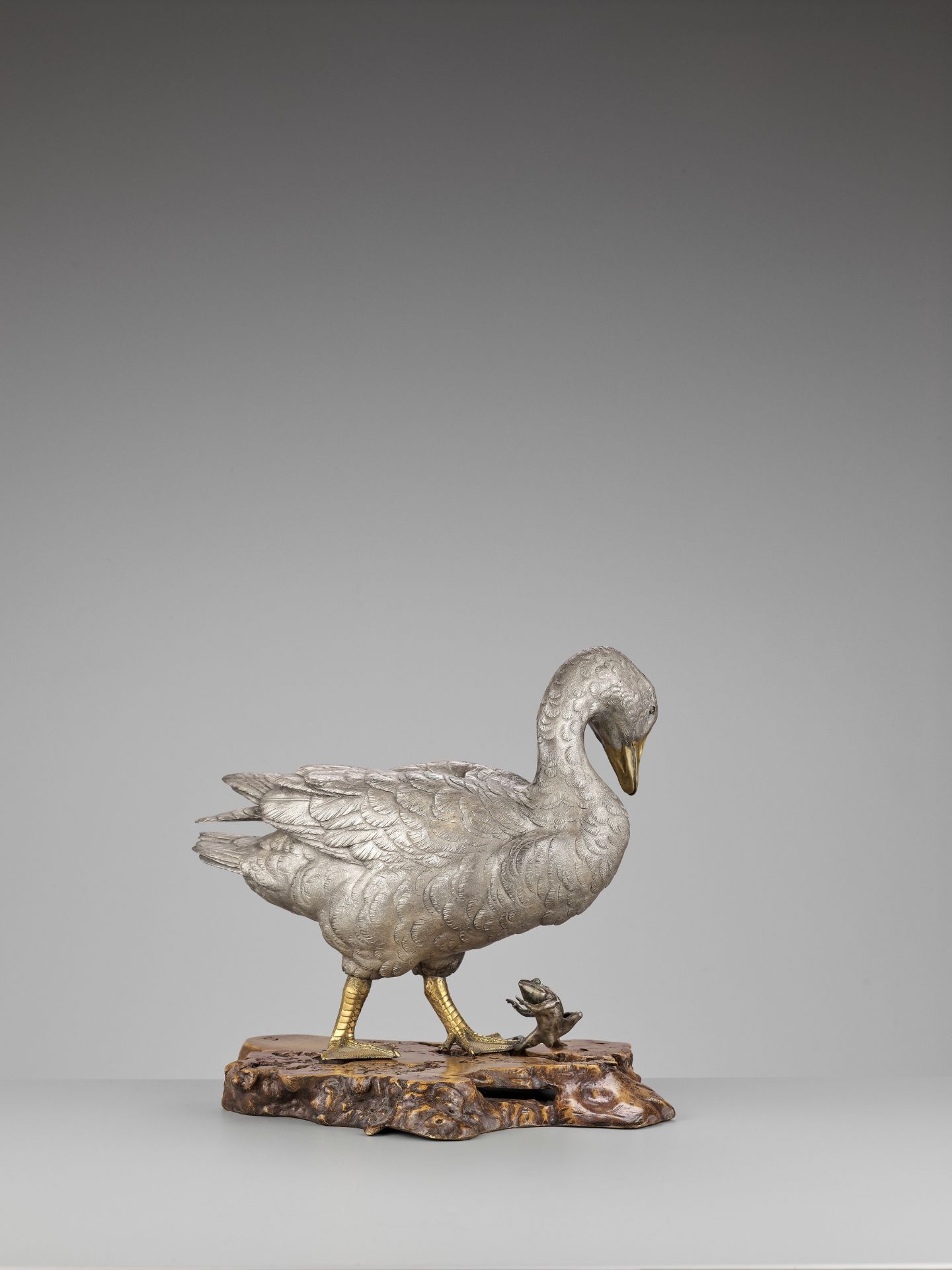 SEIJI: A LARGE SILVERED OKIMONO OF A GOOSE - Image 9 of 13