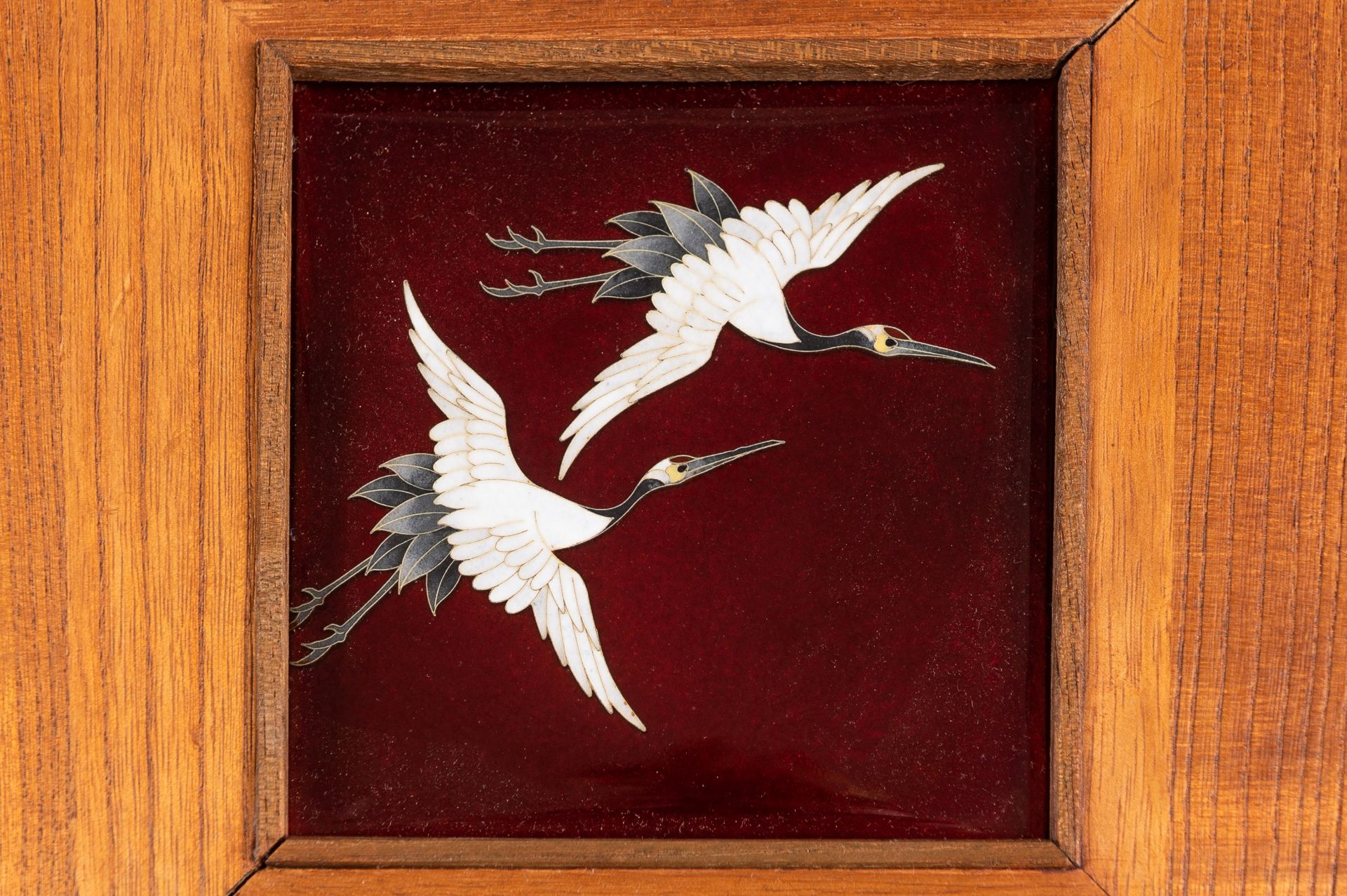 A CLOISONNÃ‰ 'CRANES' PLAQUE - Bild 3 aus 5