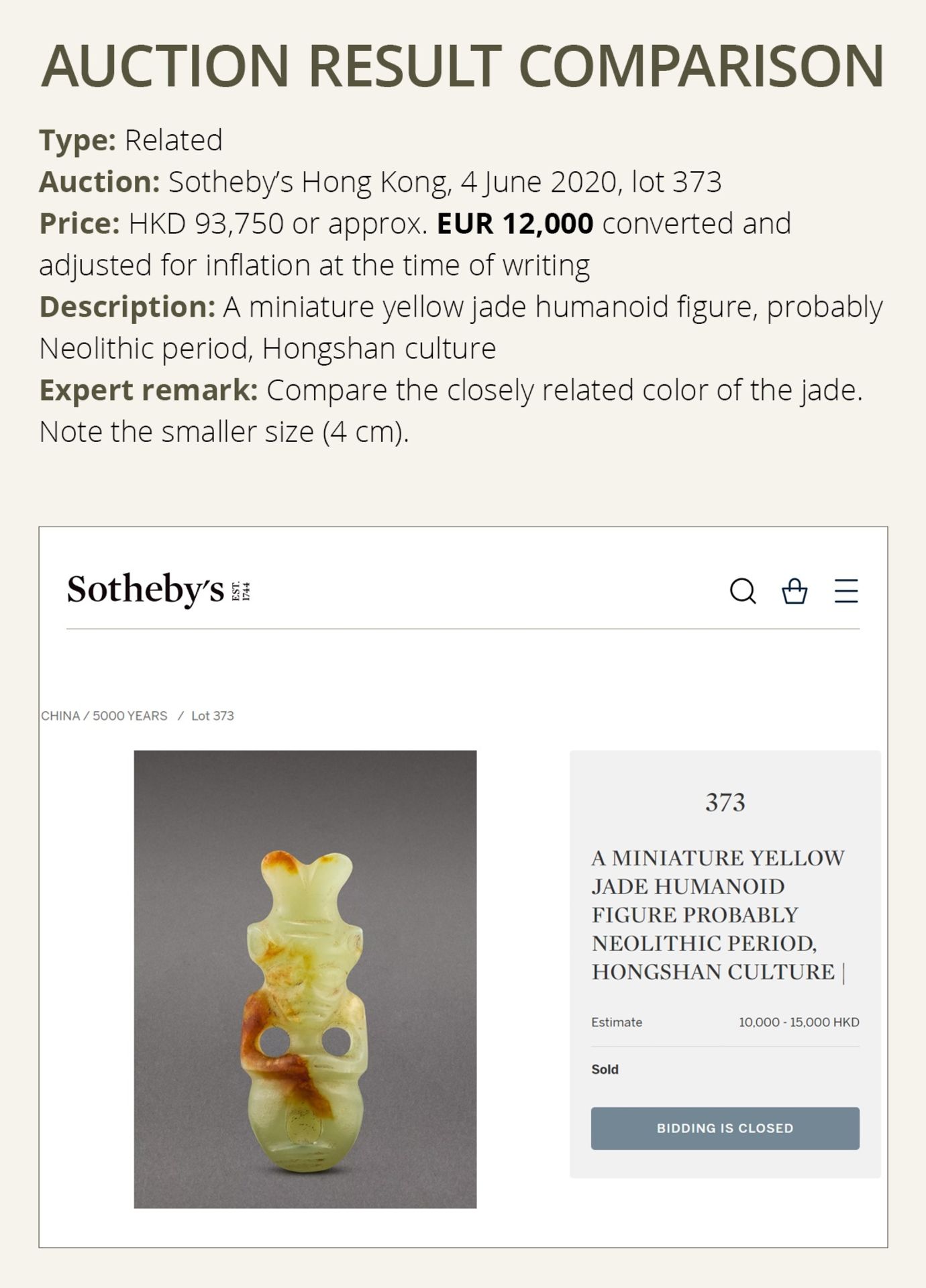 A RARE YELLOW AND RUSSET JADE 'HUMANOID FIGURE' PENDANT, HONGSHAN CULTURE - Image 5 of 10
