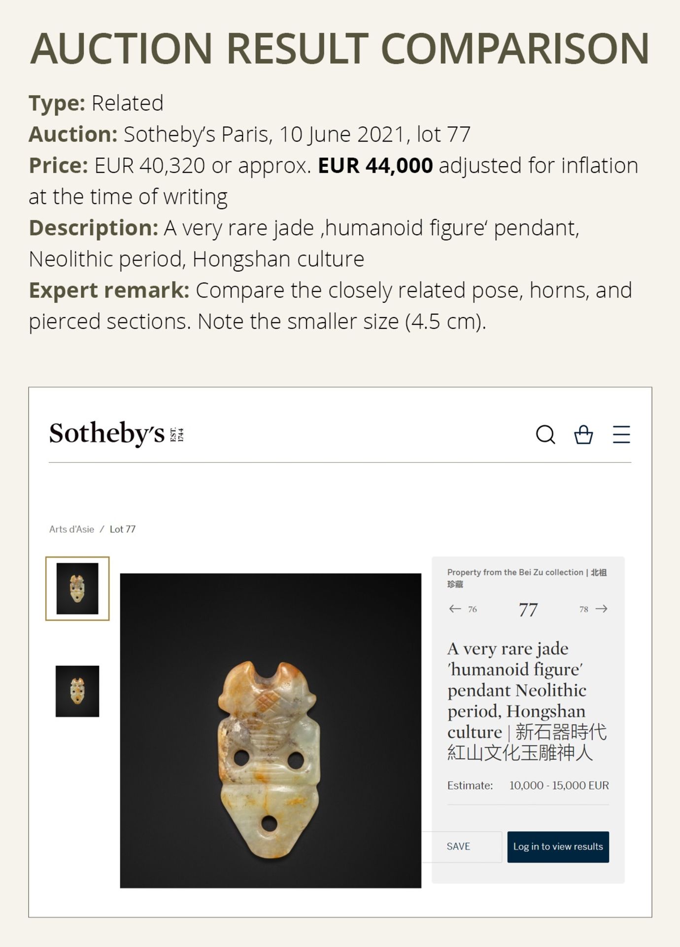 A RARE YELLOW AND RUSSET JADE 'HUMANOID FIGURE' PENDANT, HONGSHAN CULTURE - Image 4 of 10