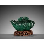 A MALACHITE 'DOUBLE GOURD' WATER DROPPER, LATE QING TO REPUBLIC
