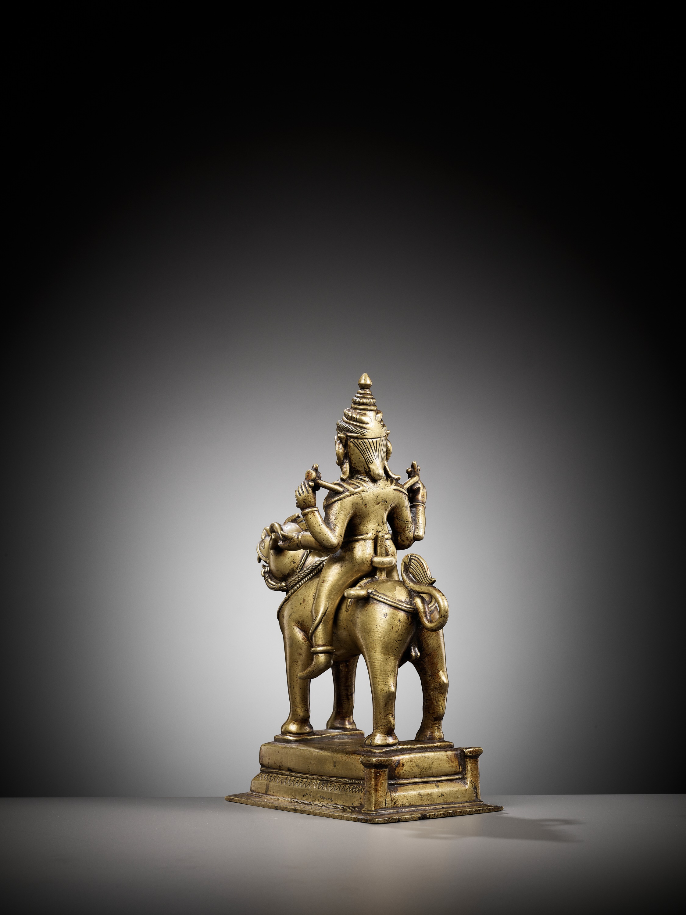 A BRONZE FIGURE OF DURGA RIDING A LION, INDIA, 15TH CENTURY - Image 8 of 11