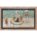 AN INDIAN MINIATURE PAINTING OF VISHNU AND HIS CONSORT
