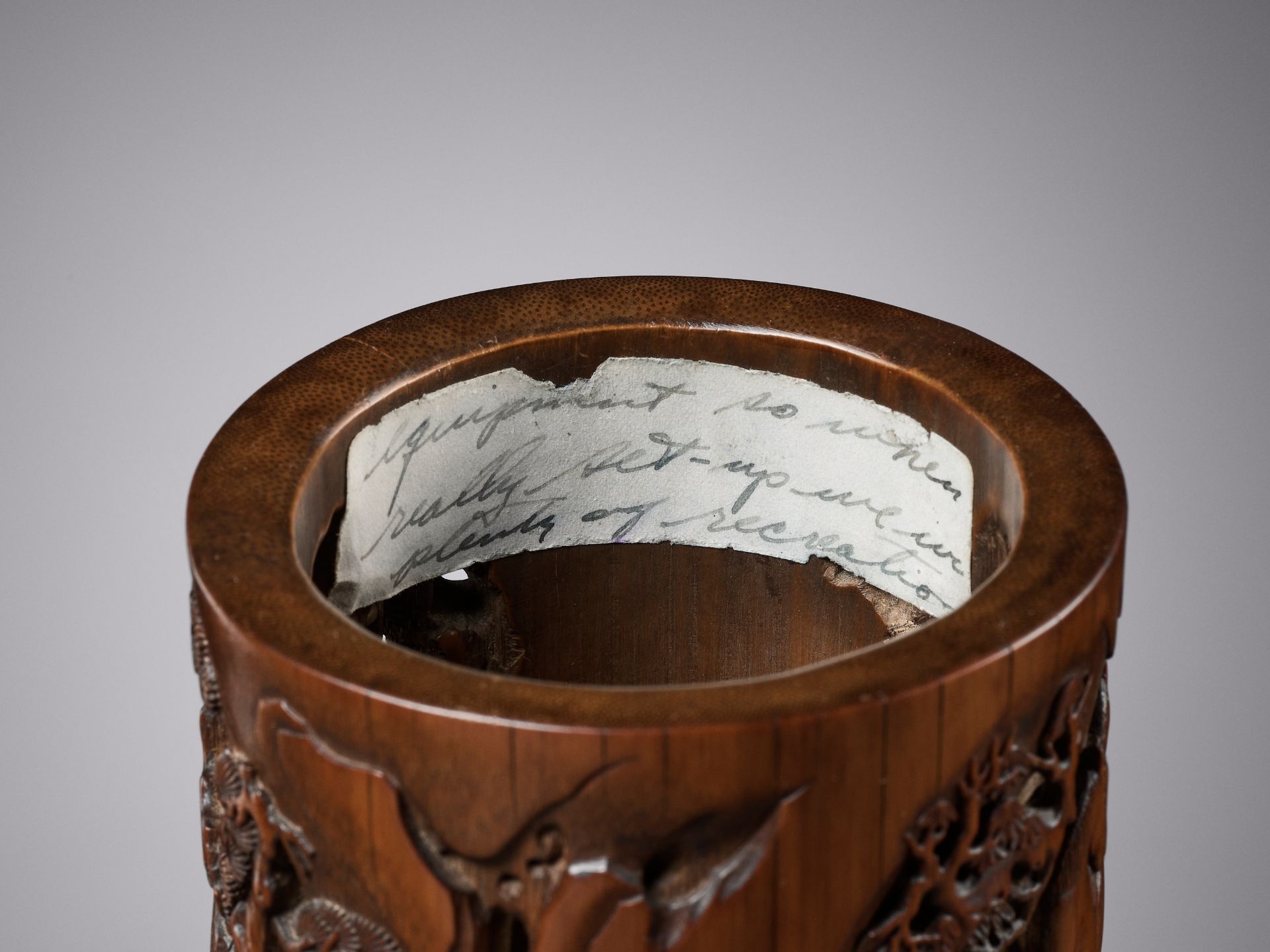 A JIADING SCHOOL BAMBOO BRUSHPOT, BITONG, SIGNED ZHOU E, 18TH CENTURY - Image 18 of 18