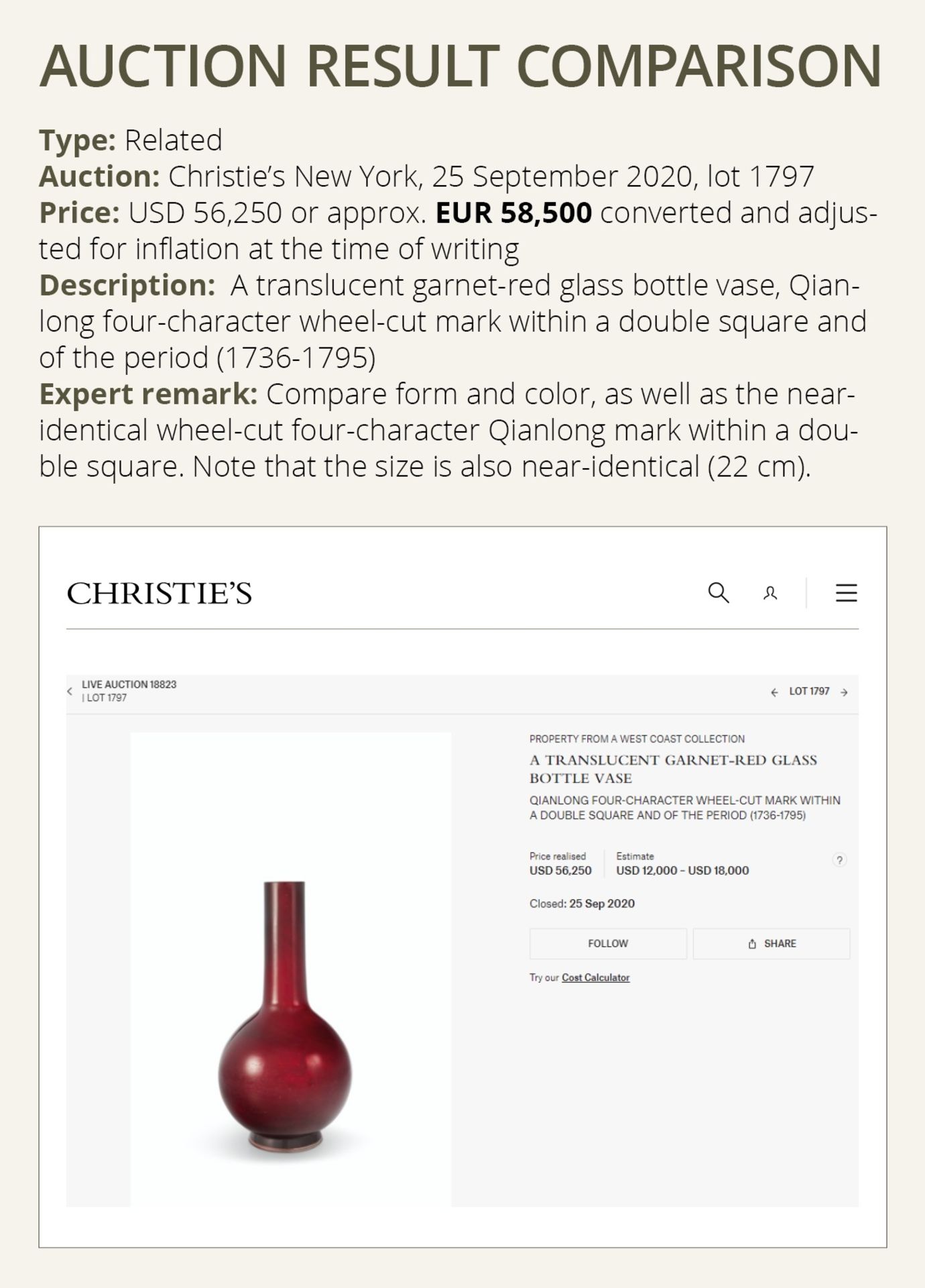 A RUBY-RED GLASS BOTTLE VASE, QIANLONG MARK AND PERIOD - Bild 4 aus 11