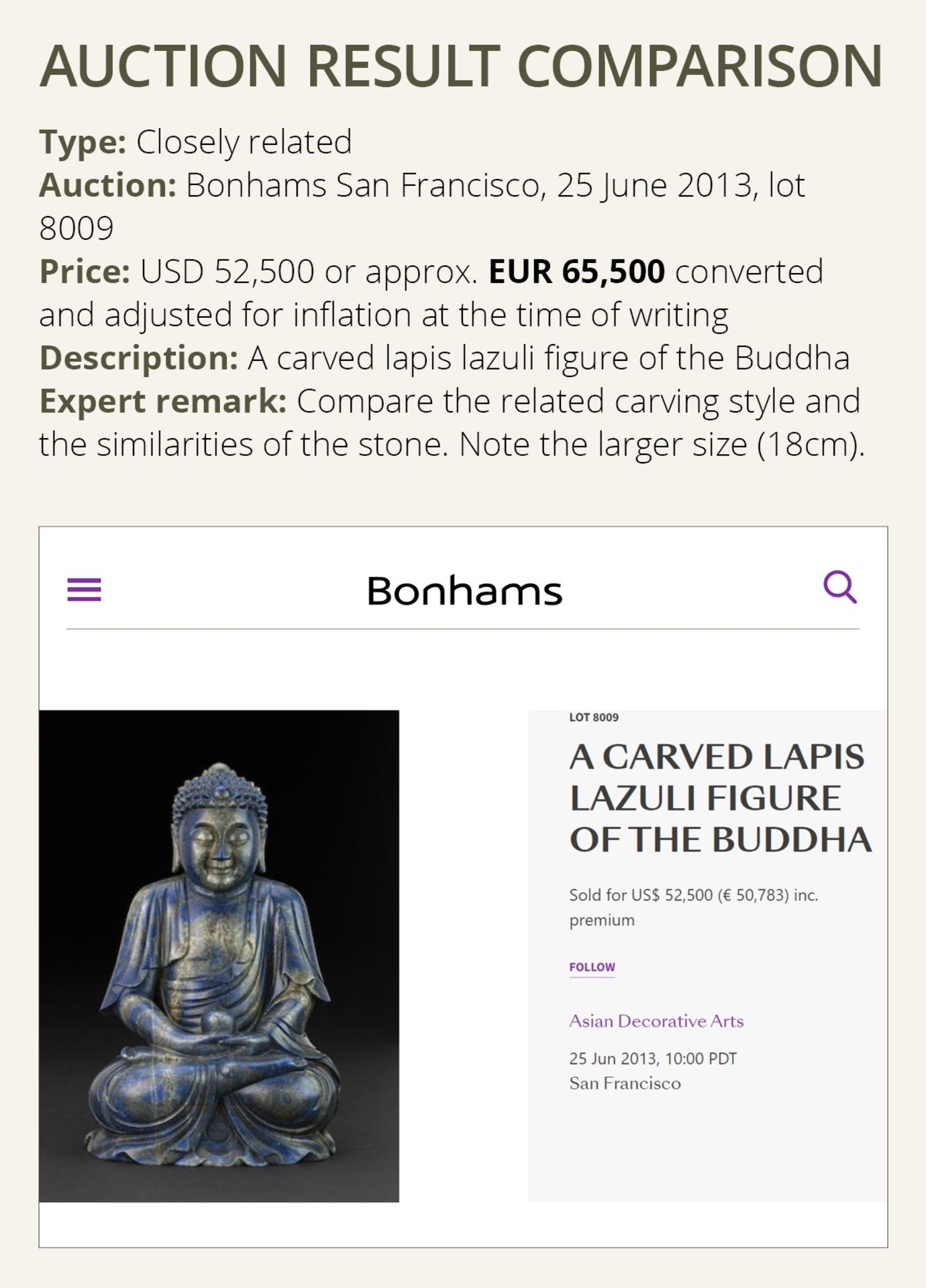 A LAPIS LAZULI FIGURE OF BUDDHA, QING DYNASTY - Image 4 of 12