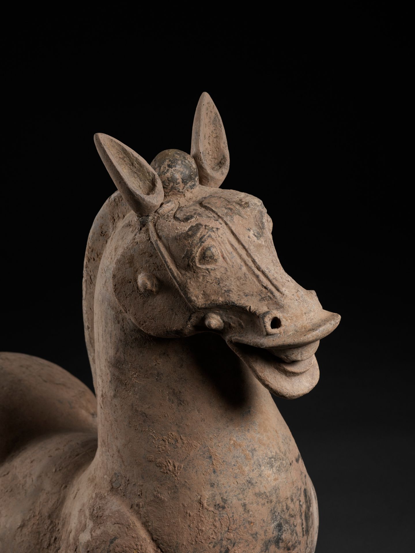 A MONUMENTAL SICHUAN POTTERY FIGURE OF A HORSE, HAN DYNASTY - Image 2 of 11