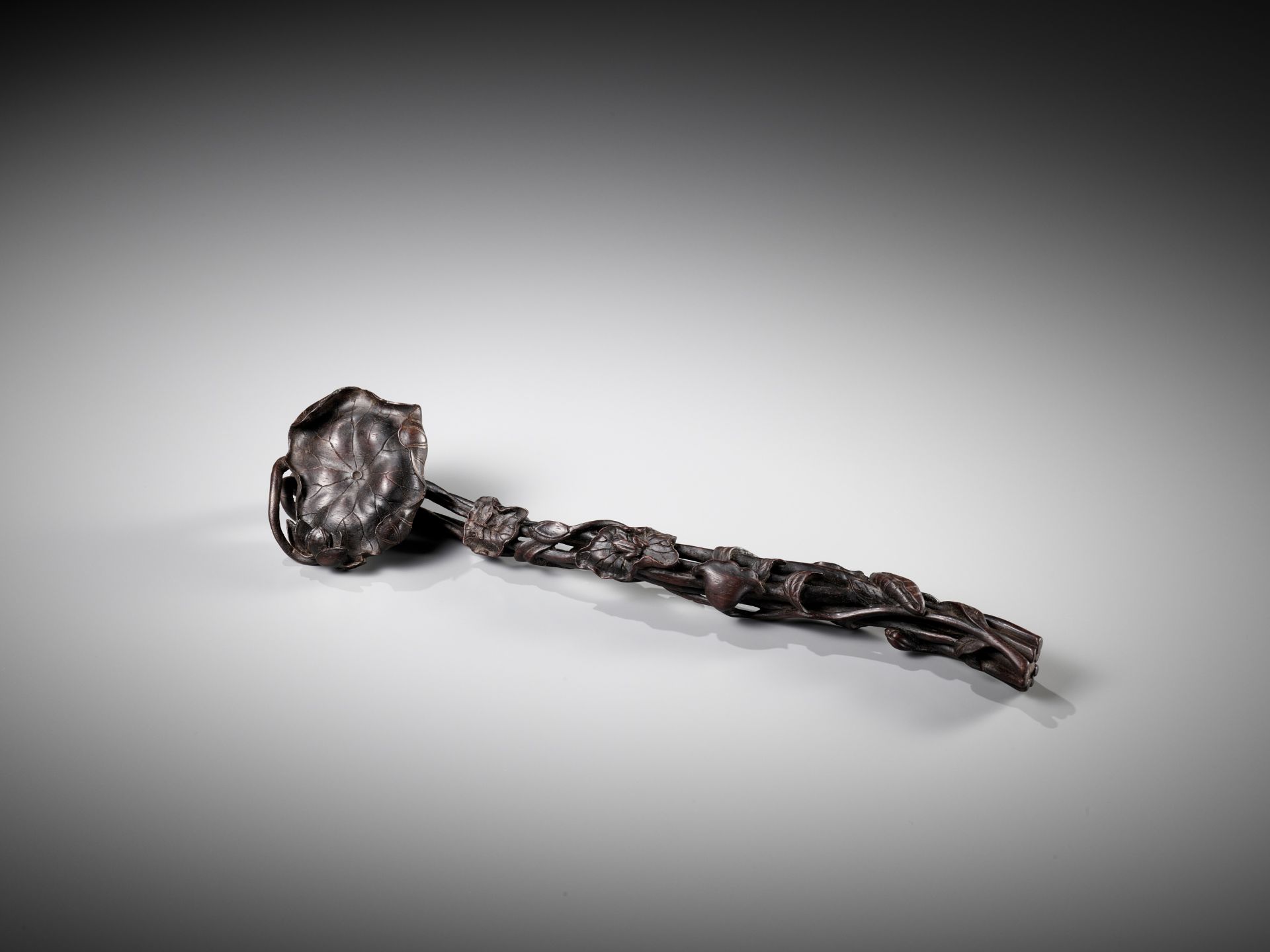 A ZITAN WOOD 'LOTUS' RUYI SCEPTER, PROBABLY IMPERIAL - Image 7 of 13