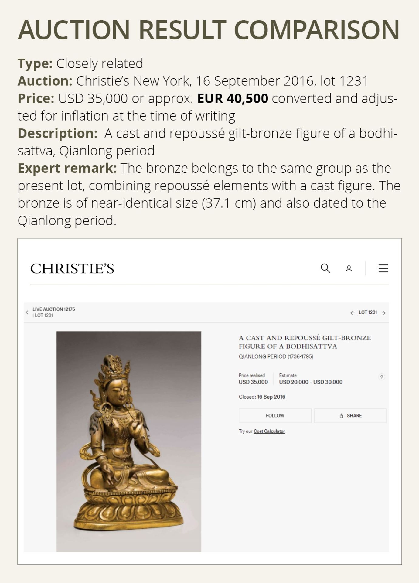 A CAST AND REPOUSSE GILT COPPER ALLOY FIGURE OF GREEN TARA, QIANLONG PERIOD - Image 7 of 18