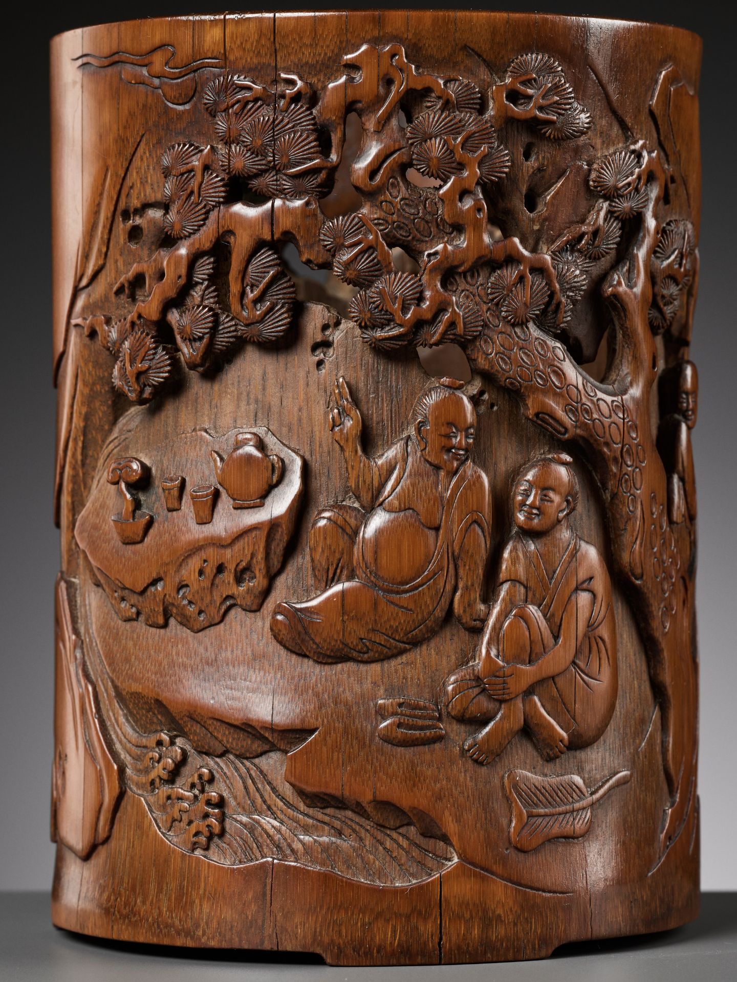 A JIADING SCHOOL BAMBOO BRUSHPOT, BITONG, SIGNED ZHOU E, 18TH CENTURY - Image 7 of 18