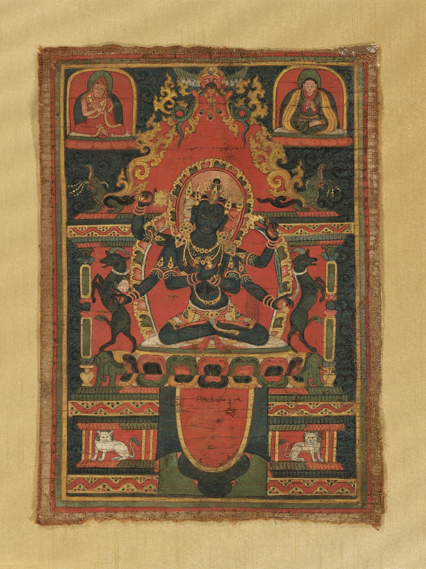 AN EARLY THANGKA OF GUHYASAMAJA AKSHOBHYAVAJRA, 13TH-14TH CENTURY - Image 2 of 11