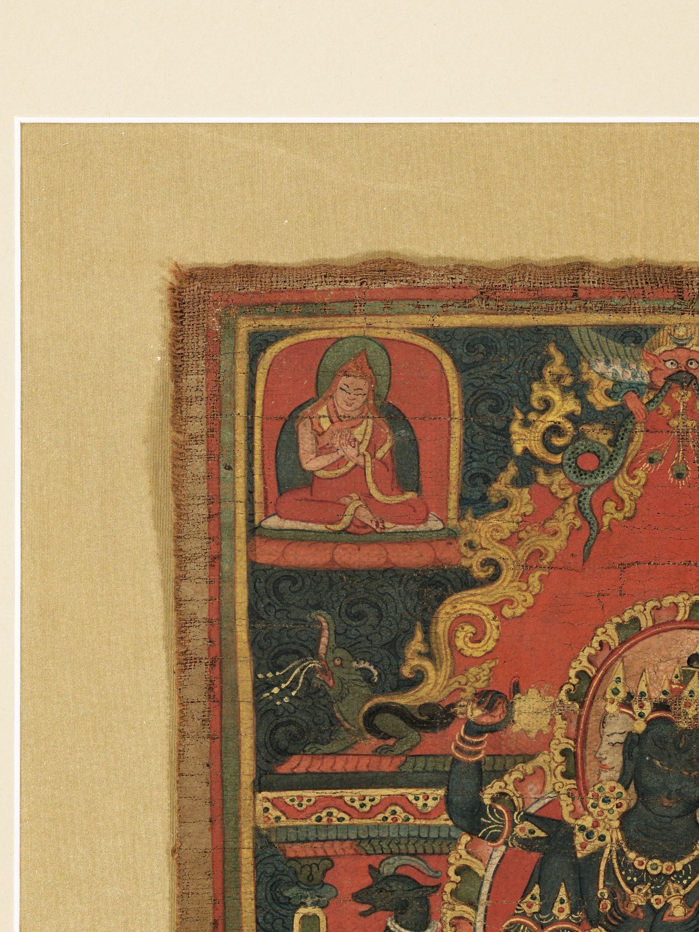 AN EARLY THANGKA OF GUHYASAMAJA AKSHOBHYAVAJRA, 13TH-14TH CENTURY - Image 7 of 11